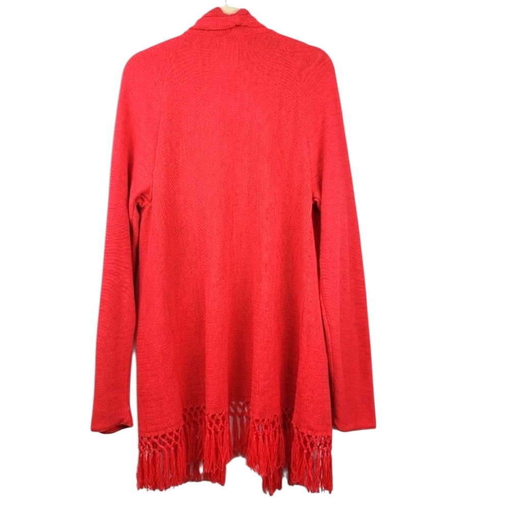 Lilly Pulitzer Tatum Open Cardigan Picante Coral Fringe Scallop Size XL - Picture 2 of 7